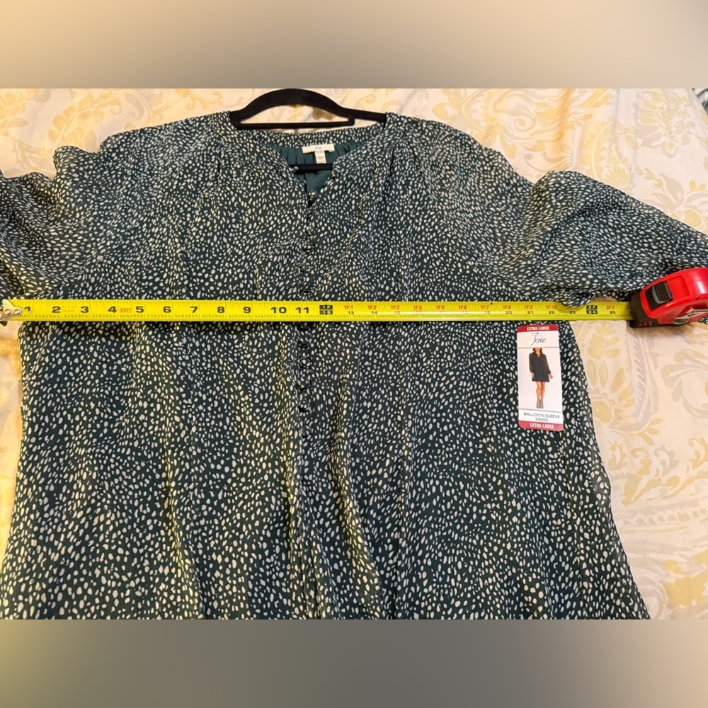 Joie Arctic Balloon Sleeve Mini Dress Green Womens XL  Preppy Elegant Fall New - Picture 8 of 11